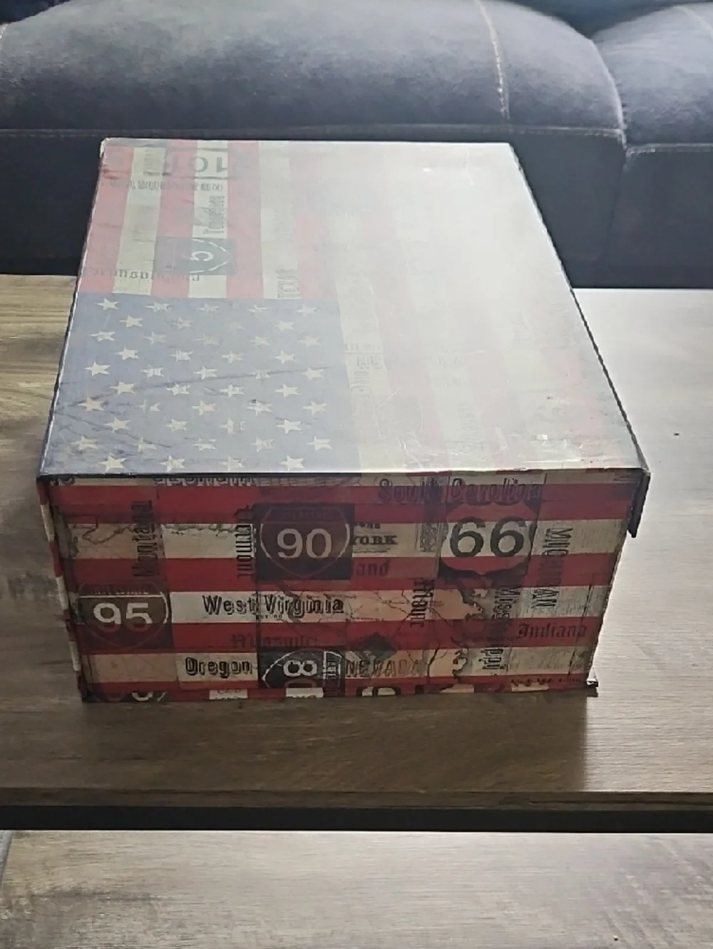 Decorative American Flag Pattern Storage Box - Red, White & Blue
